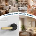 4 Pack Matte Black and Gold Door Lever Handle Keyless Privacy for Bedroom/Bathroom, Anti-Slip Knurled Grip, Fits Left/Right Hand Doors
