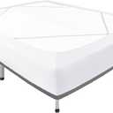 Biscaynebay Decorative Box Spring Cover Twin & Twin XL Size, White Luxurious Jersey Knitting Stretchy Wrap Around 4 Sides Bedskirt for Home/Hotels, Easy Fit Wrinkle Free Machine Washable