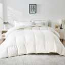 100% Organic Cotton Feather & Down Fibers Comforter Full Size, All-Season Hotel-Style Hypoallergenic Duvet Insert, Ivory White 82x86 Inch