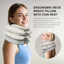 Neck Stretcher with Brace - Inflatable Cervical Traction Device for Neck Pain Relief, Adjustable Neck Support Pillow and Decompression Tool with 3+1 Chin Rest, Portable for Home, Office & Travel Use