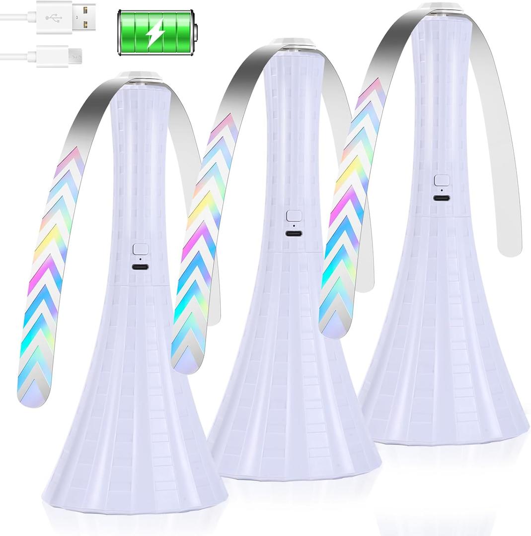 Rechargeable Fly Fans for Tables, Fly Fans for Outdoor Tables USB, Fly Fans to Keep Flies Away by Soft Blades, Food Fans for Camping, Picnic, Fishing, Fly Repellent Outdoor Patio, 3pcs, White