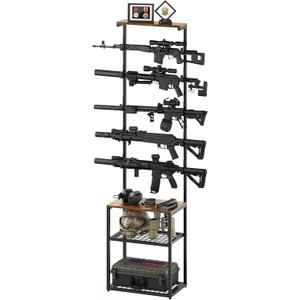 Gun Rack, Indoor Gun Racks for Wall Mount Gun Display Stand, Floor Gun Stand Holds up 5 Guns Storage Airgun Rifle Holder Hunting Gun Shelf (Black, Medium-17.3" L)