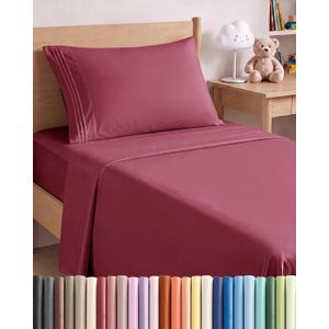Twin XL Size 3 Piece Sheet Set - Breathable & Cooling Sheets - Burgundy