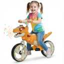 QMHHRJT Orange Dinosaur Balance Bike, 10in Toddler Bike 3-5 with Lights