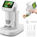 1600X Microscope for Kids, 4K 2.0" Screen Kids Microscopes with Slides Kit Microscope for Toddlers Christmas Birthday Gifts Toys for 3-14 Year Old Children Students (White)