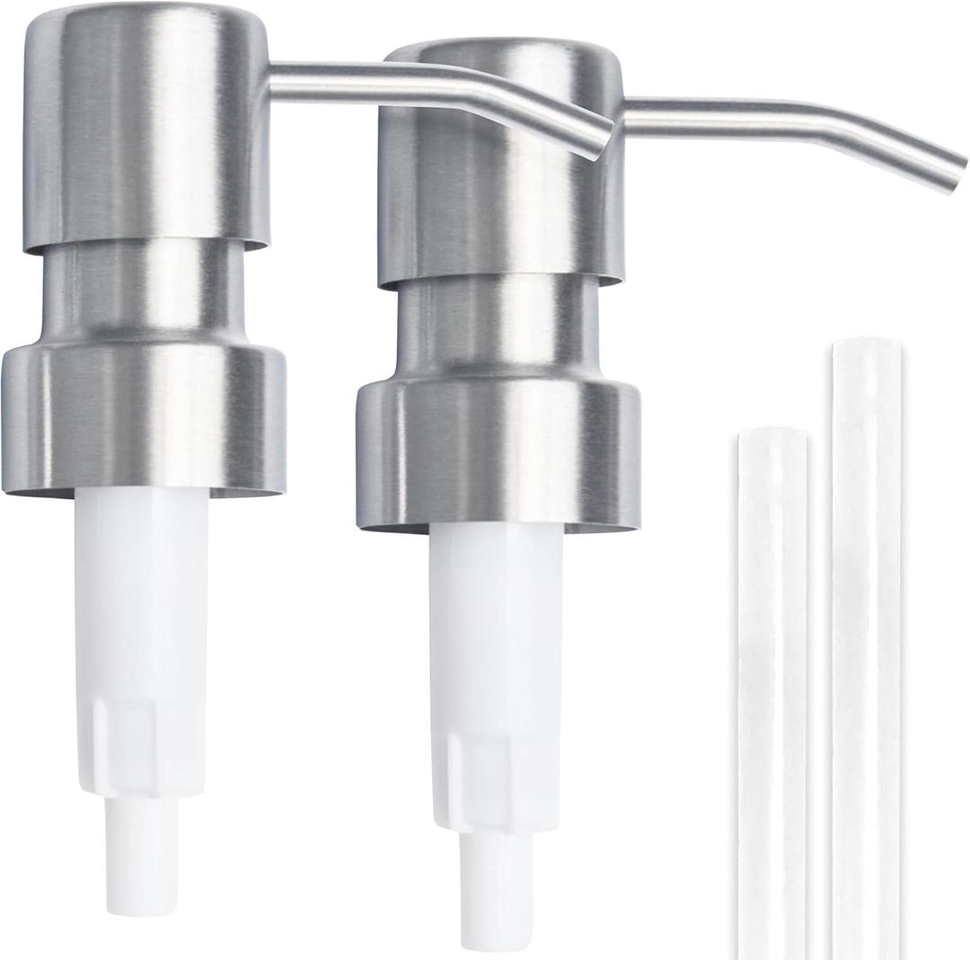 Bathroom Countertop Soap Dispensers (Brushed Nickel, 2 Pack)