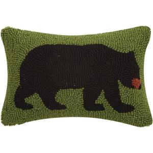 Peking Handicraft Bear in The Woods Hooked Wool Pillow 8 x 12, 8x12x5 inches