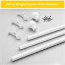NICETOWN Single Drapery Curtain Rod Set with Chic Round Finials/Ball Caps, 1 1/8 inch Diameter Adjustable Length 72 to 144" Length for French Door, Matte White