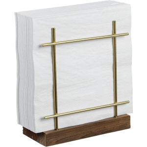 MyGift Napkin Holders for Table & Kitchen, Brass-Tone Wire Metal Napkin Dispenser with Wood Base, Modern Farmhouse Tabletop Dining Decor for Home/Cafe/Restaurant