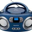 MEGATEK Portable CD Player Boombox with FM Radio, Bluetooth, USB Port, AUX Input, and Headphone Jack CD-R/CD-RW/MP3-CD Compatible, Clear Stereo Sound, Backlit LCD Display Blue Jay
