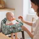 Baby High Chair Cover Restaurant with Strap Pads & 3-Point Harness, Machine Washable, Waterproof Portable Highchair Covers for Eating, Travel, Home Use - Fits Wooden Chairs, Green Dinosaurs