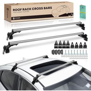 YHTAUTO 165LBS 48" Upgraded Universal Roof Rack Cross Bars with 3 Pair of Mounting Clamps - Fit Vehicle W/Naked Roof - T6063 Aluminum Window Frame CrossBars Anti-Rust for Roof Width Less Than 47.24" Universal Van Ladder Roof Racks, Adjustable Length 48''-67''