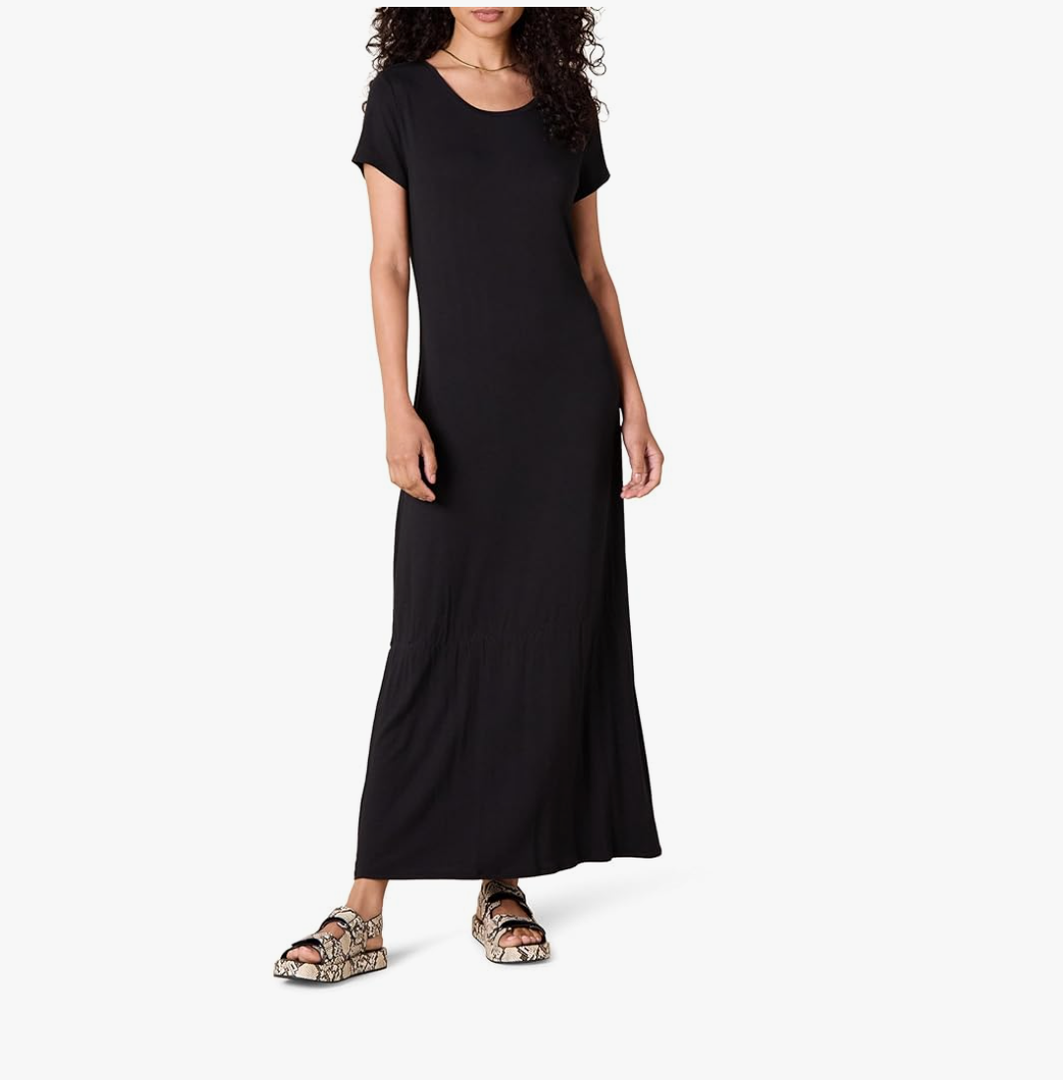 Amazon Essentials Women's Short-Sleeve Maxi Dress, Flowy. Size Small
