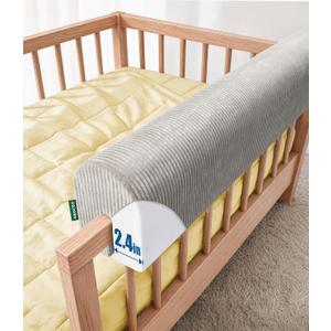 AEOCOO Bed Bumpers for Toddlers, Size 3 Ft, Toddler Bed Rail Bumper Protector for Loft Beds & Bunk Beds, Premium Soft Memory Foam Bed Guardrail, Anti-Bump | Fall Prevention, Gray
