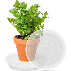 PACETAP 16 inch Plant Saucer Pot Tray 5 Pack, Large Thickened PP Plastic Flower Planter Water Drip Trays for Indoor Outdoor Garden, Semi-Transparent Planter Water Catcher for Pot, Plant Dish