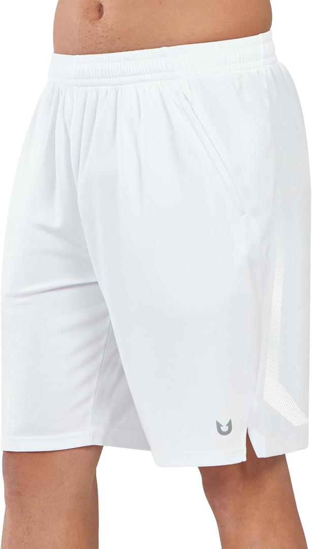 NORTHYARD Men's 10" Athletic Basketball Shorts with Zipper Pockets Quick Dry Lightweight Running Workout Gym Tennis Shorts (White, XL)