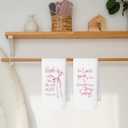 Coquette Pink Bow Christian Kitchen Towels Set of 2, Christian Gifts for Women Girls, Bible Verse Scripture Dorm Room Preppy Bow Decoration Tea Towels Kitchen Hand Towels 16x24 Inch