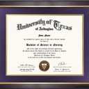 11x14 Wood Diploma Frame with Purple Mat or Display 14x17 Certificates without Mat,UV Protection Acrylic,Deep Brown Finish with Gold Trim