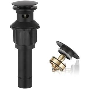 Greenspring Bathroom Sink Drain with Overflow Vessel Vanity Pop Up Drain Assembly Stopper Lavatory Commercial Bath Fits Bathroom Standard Sink Hole, Black, Stainless Steels