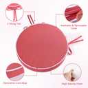 Outdoor Diameter 14 Inch Round Bistro Chair Cushion, Waterproof & Fade-Resistant Circular Seat Pad with Ties for Patio FurnitureSet of 2, Red