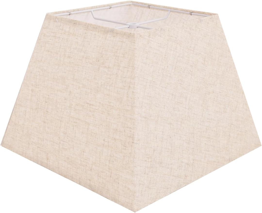 Beige Lamp Shade, 8''x8''Top 13''x13''Bottom 10'' Height, Square Lampshade Replacement Lamp Shade Natural Linen Hand Crafted for Table Lamps Floor Lamps Pendent Light, Assembly Required