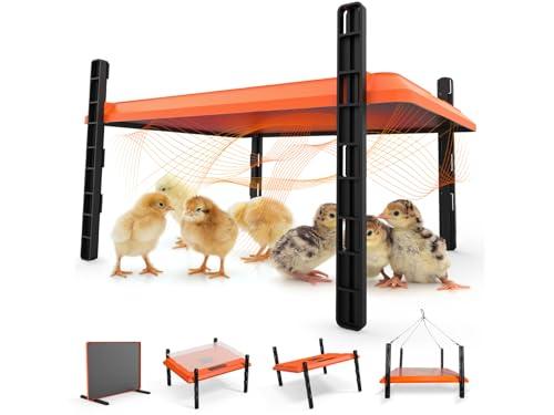 Homcolorful Brooder Plate for Chicks, 12" x 16" Heat Plate for Chicks for 20 Chick, 75 Watts Chicken Coop Heater with Adjustable Temp Timer & Height & Angle, IPX4 Waterproof, UL-Certified