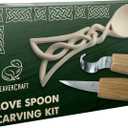 BeaverCraft Wood Spoon Carving Kit for Beginners DIY04 - Whittling Set Includes Spoon Carving Tools, Sloyd Whittling Knife Hook Knife, Basswood Blank - Woodworking Hobby Kit for Adults & Kids