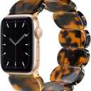 Heesch Tortoise Stretchy Watch Band Compatible with Apple Watch Serise Ultra/SE/8/7/6/5/4/3/2/1, Resin Cute Watch Strap Wristband for iWatch Bracelet for Women Men Girls, 38/40/41mm, 42/44/45/46/49mm, Oval Version