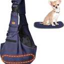 CUBY Dog and Cat Sling Carrier - Hands Free Reversible Pet Papoose Bag - Soft Pouch and Tote Design - Suitable for Puppy, Small Dogs Cats Outdoor (Blue Senior, Adjust Strap 2.0)