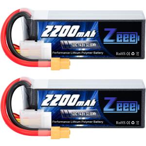 Zeee 4S Lipo Battery 2200mAh 14.8V 120C with XT60 Plug RC Graphene Battery for RC Models RC Boat FPV Drone Quadcopter Helicopter Airplane RC Car(2 Pack)