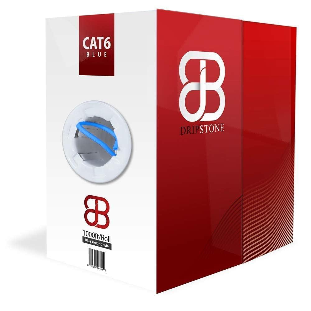 Dripstone CAT6 Ethernet Cable 1000ft Bulk Network LAN Wire 23AWG Solid CCA UTP 550MHz High-Speed Internet Cable Gaming, Streaming, Office, Home Use, Pull Box, CAT 6 Bulk, Stable Connectivity - Blue