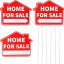 3Pcs Home For Sale Sign with Stakes,17 x 13 Inch Double Sided for Sales by Owner Yard Sign,Directional Arrow Estate Sale Signs for Home House Real Estate Yard