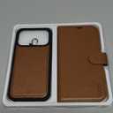 TUCCH Detachable Case Wallet for iPhone 17 Pro (6.3") 2025, Wrist Strap, 4 Card Holders RFID Blocking, Wireless Charging, Stand, 2-in-1 Magnetic, PU Leather, Shockproof Folio Cover, Brown