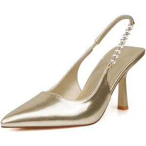 DANAZANA Closed Toe Pumps Women Chunky Block Heels Pointed Toed Ankle Strap Heel Pump Shoe Office Wedding Casual Dance Glitter Pumps Shoes for Lady Size 10