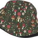 Chic Wildflowers Bucket Hat Summer Packable Fisherman Cap Beach Travel Sun Hat for Unisex Men Women (Green)