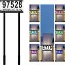 Acrylics Solar Address Numbers for House, Address Sign with Double Stakes, Waterproof RGBW Color Changing, Lighted Modern Address Plaque Solar Powered for Street Yard Park Garden, 36.3"L x 11.8"W