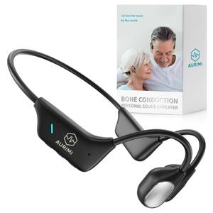Bone Conduction Personal Sound Amplifier - Open-Ear Design for Comfortable Daily Use, Ultra Lightweight 25g, Up to 10-Hour Battery, IPX5 Water Resistant, No Bluetooth (Black)