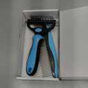 Pet Grooming Combo - Blue Deshedding Brush with Metal Comb for Detangling and Dematting Long, Matted Fur on Cats and Dogs