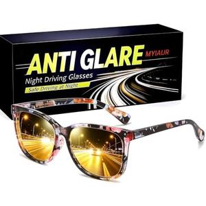 Myiaur Polarized Night Vision Driving Glasses for Women | Polarized Anti-Glare Yellow Lenses Boost Low Light Vision, UV400 Protection, Lightweight Frame For Night Driving, Rain & Fog 10 pcs
