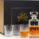 KANARS Whiskey Decanter And Glasses Set in Unique Gift Box - Original Crystal Decanter Set 5-Piece, Gifts for Men Dad
