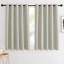 NICETOWN Short Cafe Curtain 54 inch Length, Window Treatment Thermal Insulated Grommet Room Darkening Sound Reducing for Bedroom/Nursery, Natural, 1 Panel, W66 x L54
