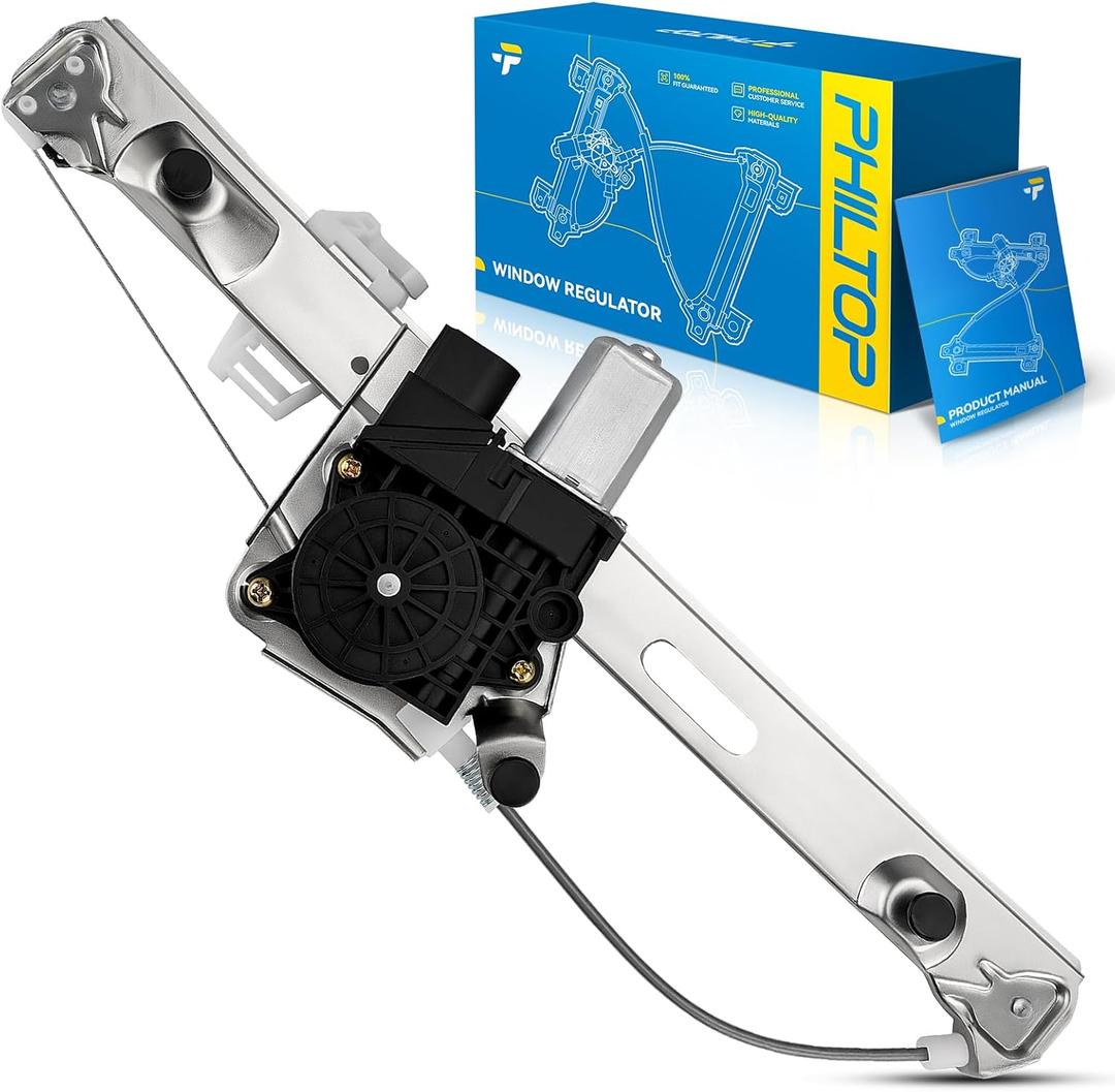 PHILTOP 748-468 Rear Left Driver Side Power Window Regulator with 5-Pin Motor for BMW 328i, 328i xDrive, 325i, 335i, 328xi, 330i, 335i xDrive, 325xi, 335d, 330xi, 335xi, M3 Replace OE# 51357140589