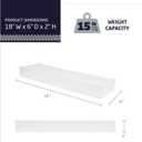 HIGH & MIGHTY 515601 Modern 18" Floating Shelf Holds up to 15lbs, Easy Tool-Free Dry Wall Installation, Flat, Retail Packaging, White