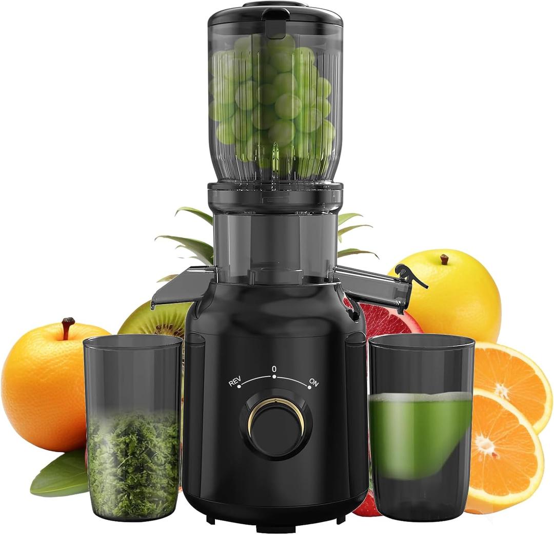 Cold Press Juicer Machines Vegetable and Fruit, 4.1" Large Feed Chute Powerful Slow Masticating Juicer, Juice Extractor Machine BPA Free Easy Clean Self Feeding High Juice Yield