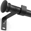 5/8 Inch Black Curtain Rod for Window 17 to 52 Inch, Small Window Curtain Rod With Brackets for Cafe, Windows, Kitchen, Bedroom, Living Room, Sliding Glass Door, Drilling Installation
