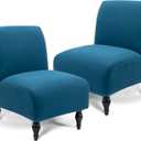 Iauddy Armless Accent Slipper Chair Cover Slipcover,Stretch Spandex Removable Non-Slip Silp Cover for Accent Chair Without Arms Furniture Protector for Living Dining Room(Peacock Blue, 2)