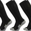 Thaplay Baseball Socks 3 Pairs for Kid Youth Adult Boys Girls Team Sport Athletic Soccer Cushion Breathable Softball Socks, X-Small, Black 3 Pairs