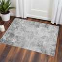 Washable 2x3 Abstract Area Rug - Large Living Room Area Rugs Modern Stain Resistant Indoor mat for Bedroom Dining Room Non Slip Rubber Backing Thin Super Soft Room Decor Floor Carpet 2x3 Grey