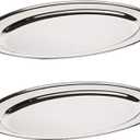 Set of 2 Stainless Steel 18 Oval Platter- Serving Platters for Appetizer Snack Fruit Cup Cake Server Tray Display Serving Dishes for Entertaining