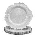 Uxcell 4 pcs Reef Charger Plates Bulk, 13 Inch Plastic Floral Charger Plates, Round Plate Chargers for Dinner Wedding Party Event Table Setting Decoration Silver